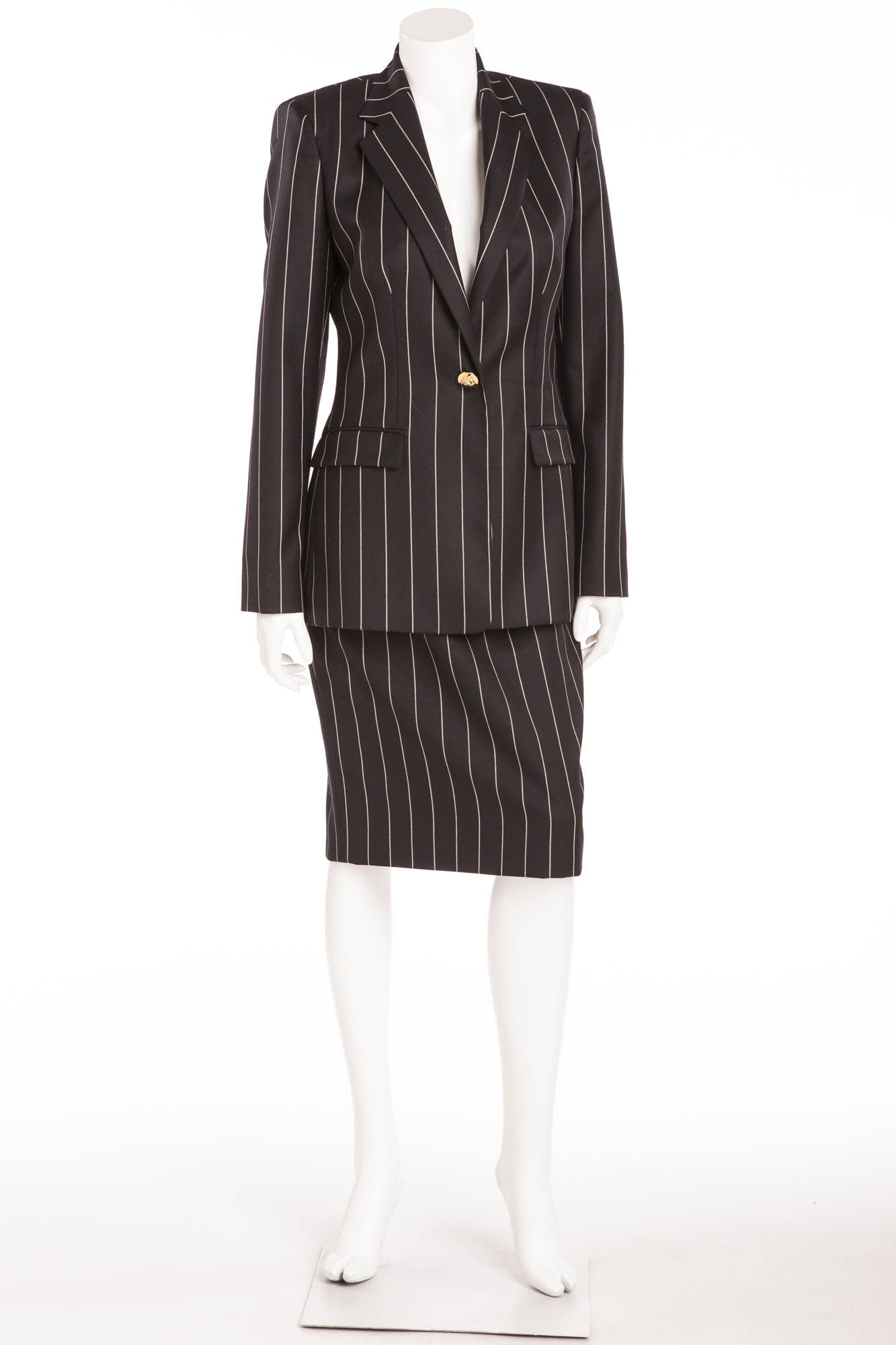 Versace 2PC Pinstripe Blazer and Pencil Skirt Suit – LUXHAVE