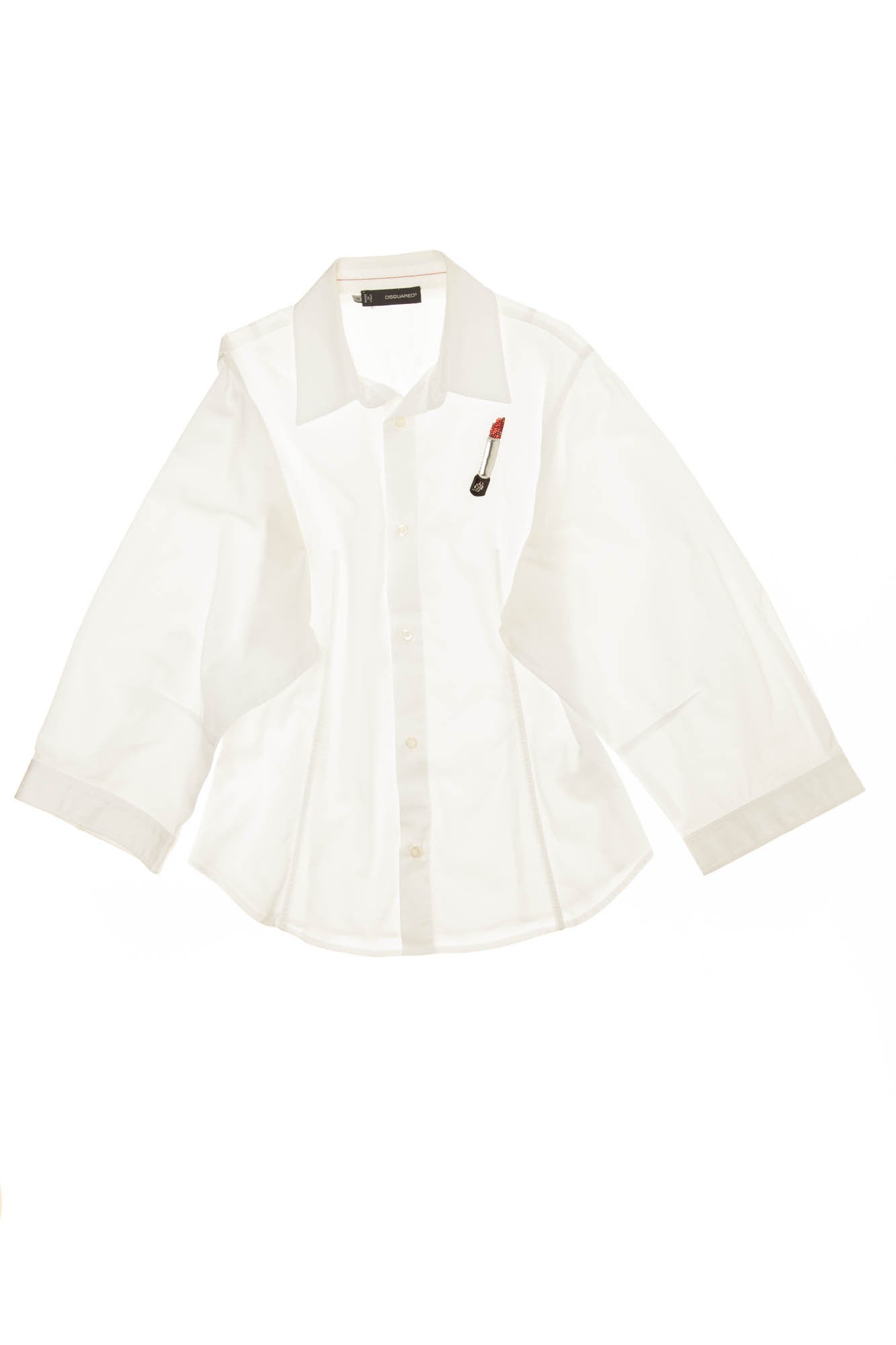 Dsquared2 - White Long Sleeve Button Up with Lipstick - 42 – LUXHAVE