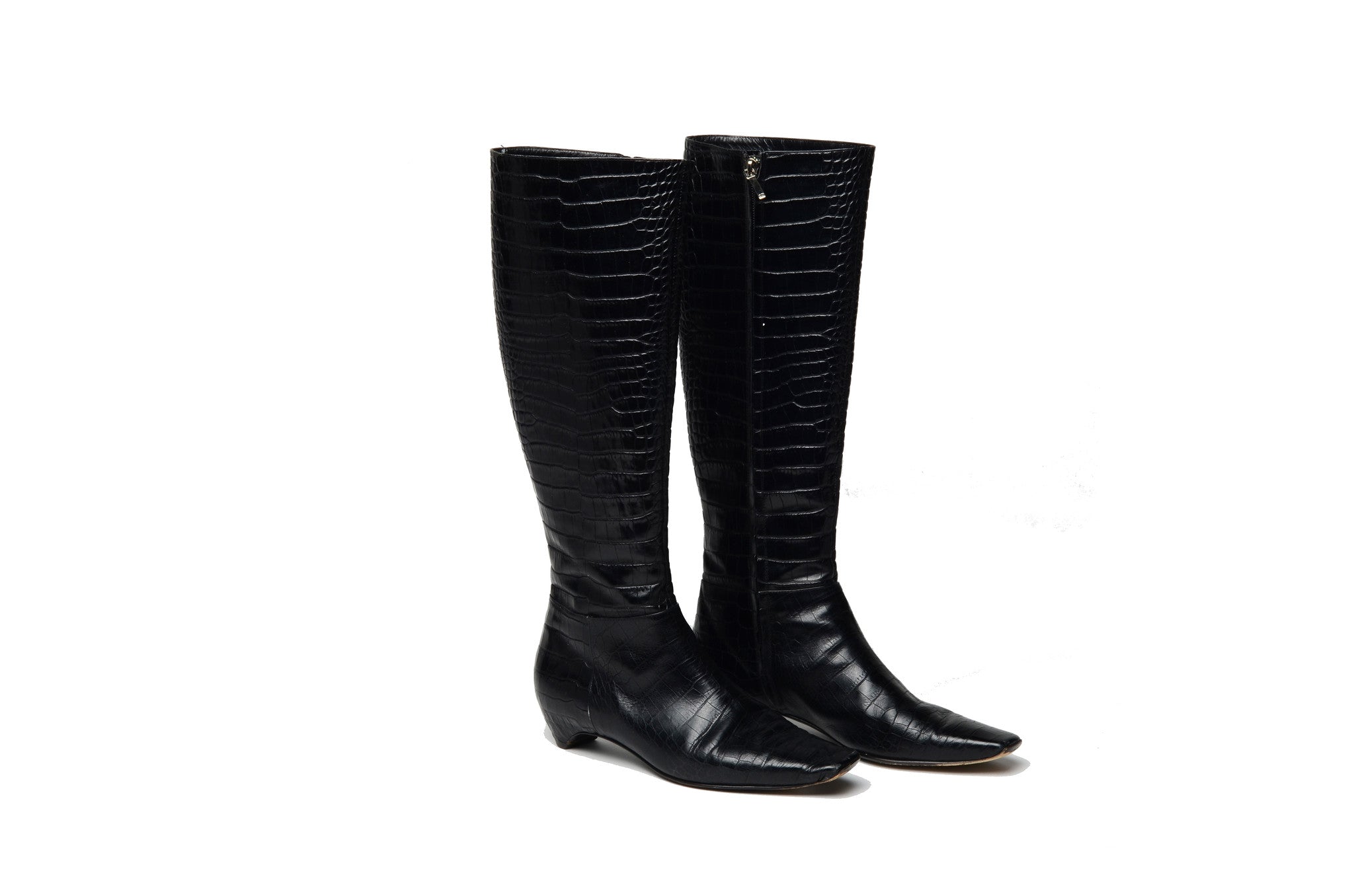 Dior by John Galliano Black Leather Silver Tone Logo Boots – Vintage by  Misty
