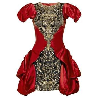 Original Alexander McQueen - As Seen on Beyonce - Short Sleeve Red Dre LUXHAVE Original Alexander McQueen - As Seen on Beyonce - Short Sleeve Red Dre LUXHAVE