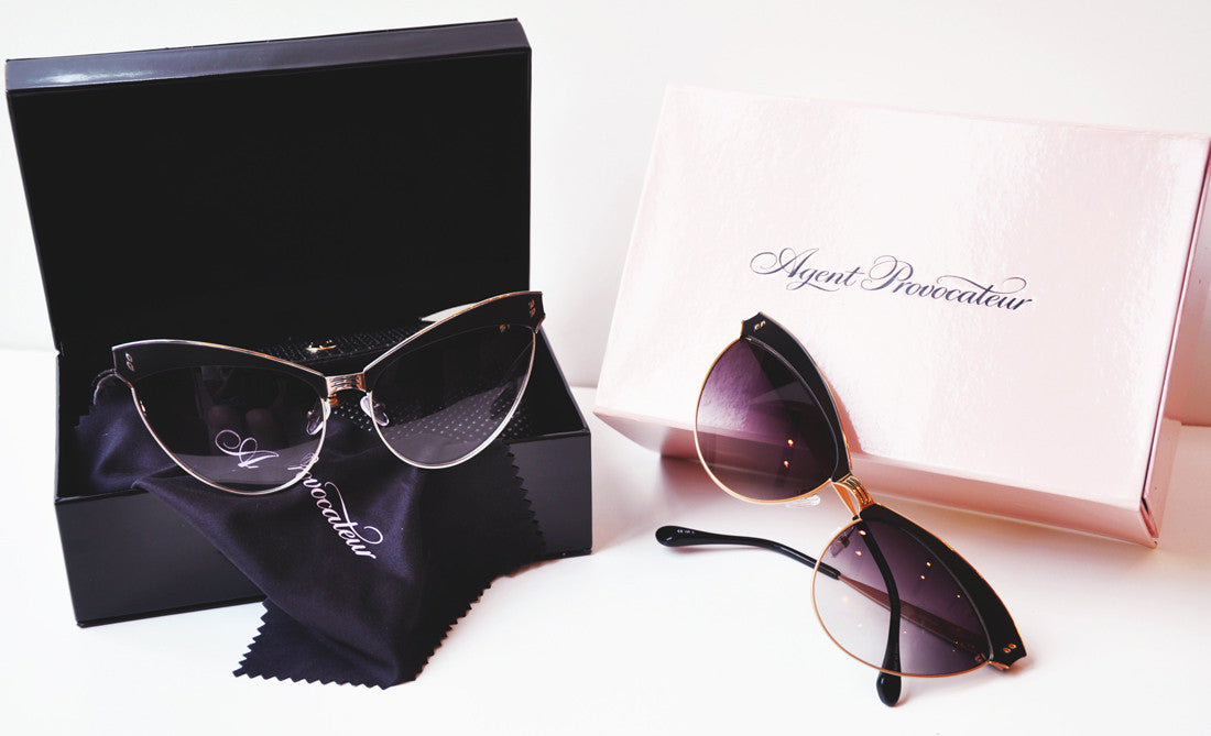 Provocateur by Linda Farrow Gold and Black Cat Eye Sunglasses – LUXHAVE