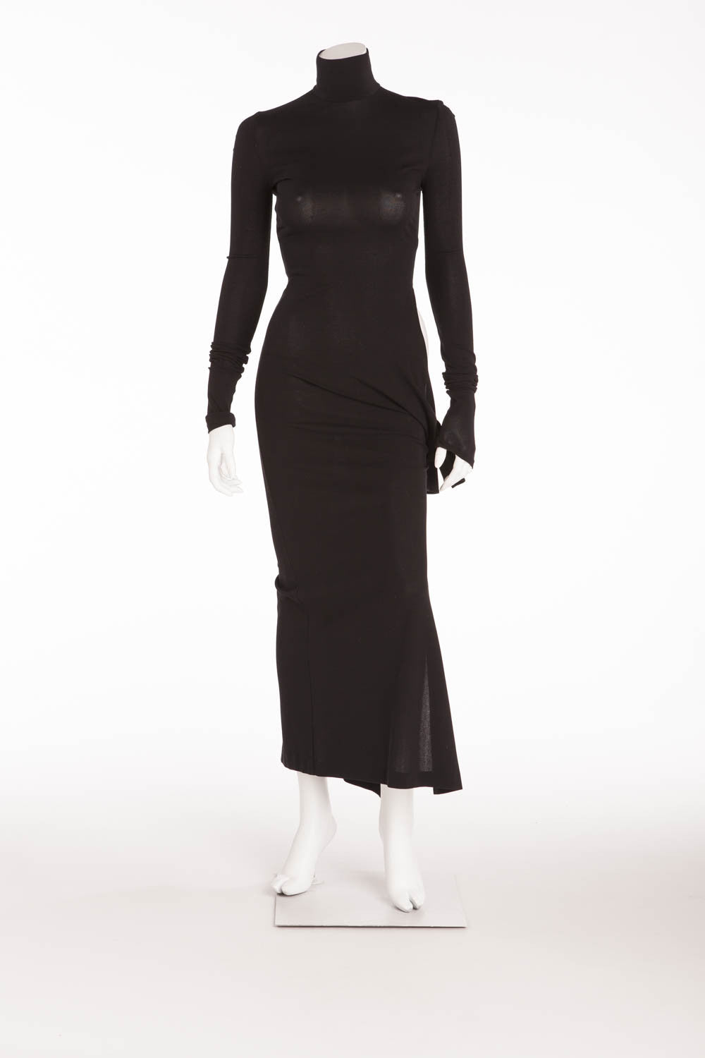 Dolce & Gabbana - Long Sleeve Black Dress with Side Slit - IT 40 LUXHAVE Dolce & Gabbana - Long Sleeve Black Dress with Side Slit - IT 40 LUXHAVE