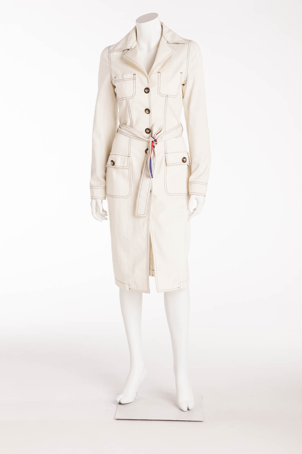 Roberto Cavalli - Off White Jacket Long Sleeve Trench Coat