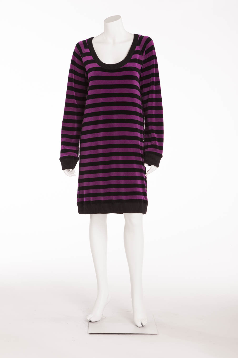 purple and black striped dress Current Mood Striped Mini Dress & Gloves Set