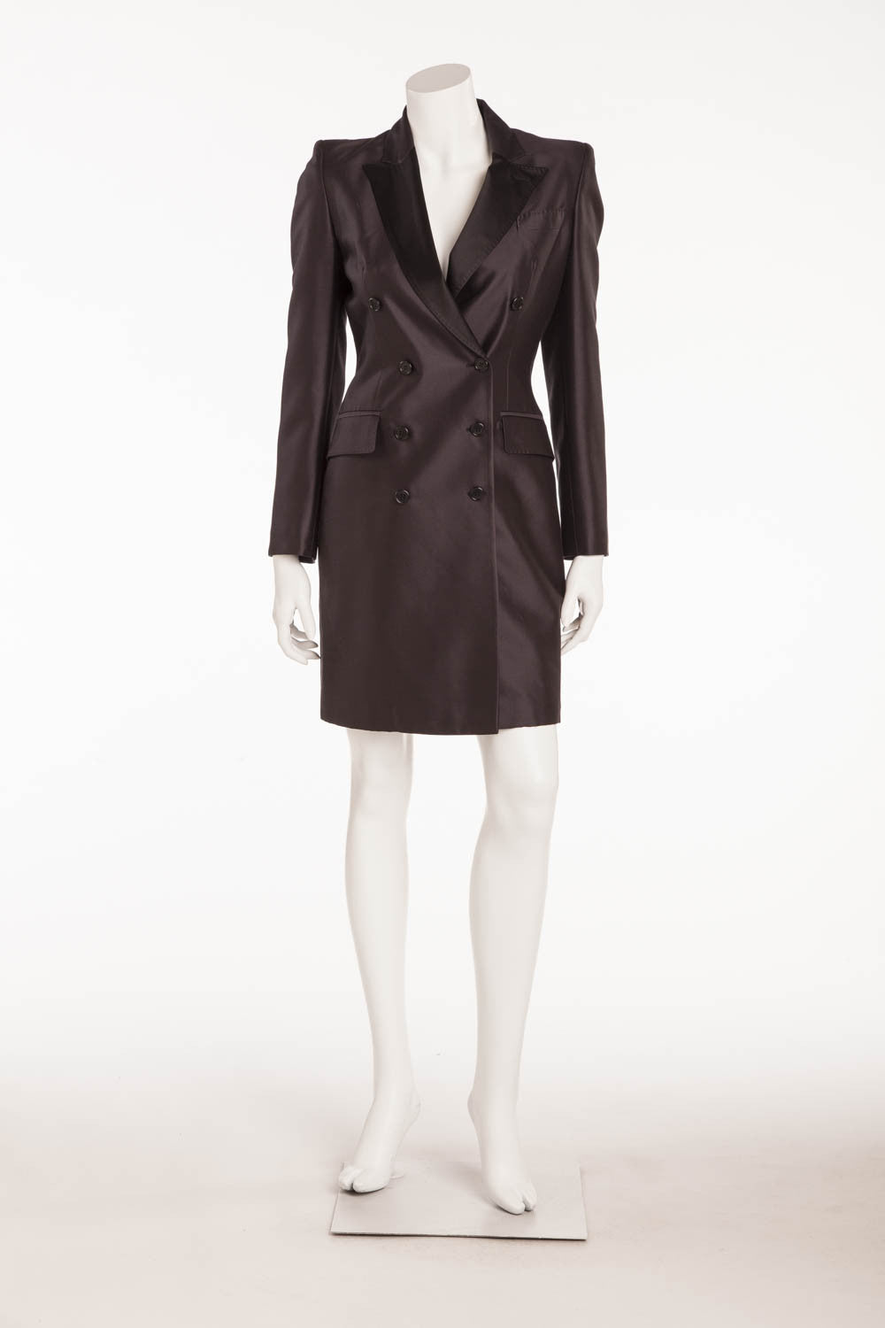 Original Alexander McQueen Black Long Sleeve Coat Dress IT 42