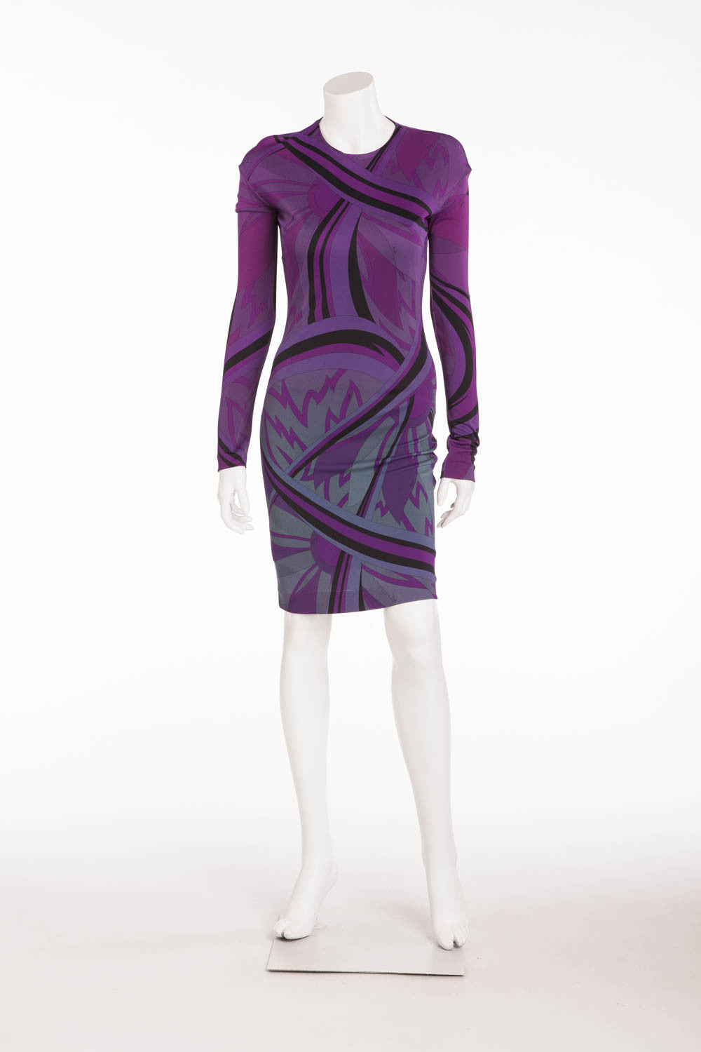 Emilio Pucci - NWT Long Sleeve Purple Mini Dress - IT 42 LUXHAVE Emilio Pucci - NWT Long Sleeve Purple Mini Dress - IT 42 LUXHAVE