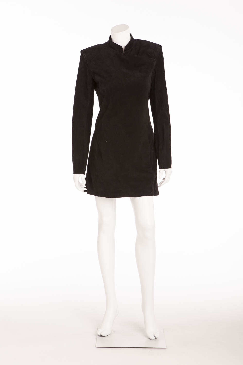 Balmain - NWT Long Sleeve Suede Black Mini Dress