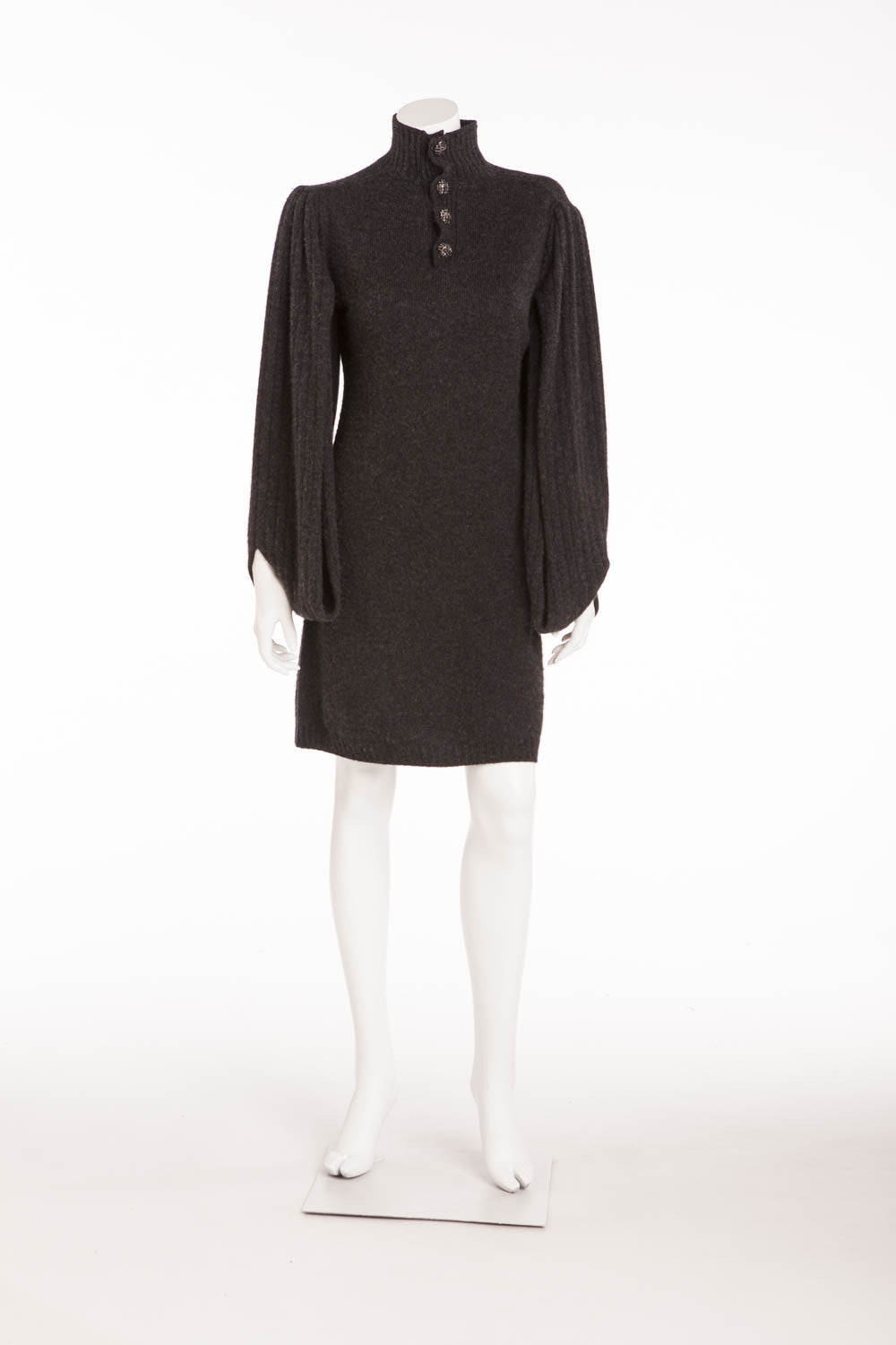 Chanel - Dark Grey Sweater Dress with Open Sleeves - FR 40 LUXHAVE Chanel - Dark Grey Sweater Dress with Open Sleeves - FR 40 LUXHAVE