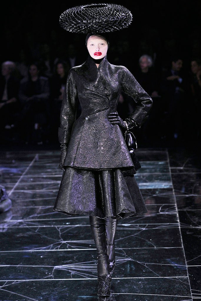 Alexander McQueen 2PC Black Long Sleeve Floral Jacket and Skirt