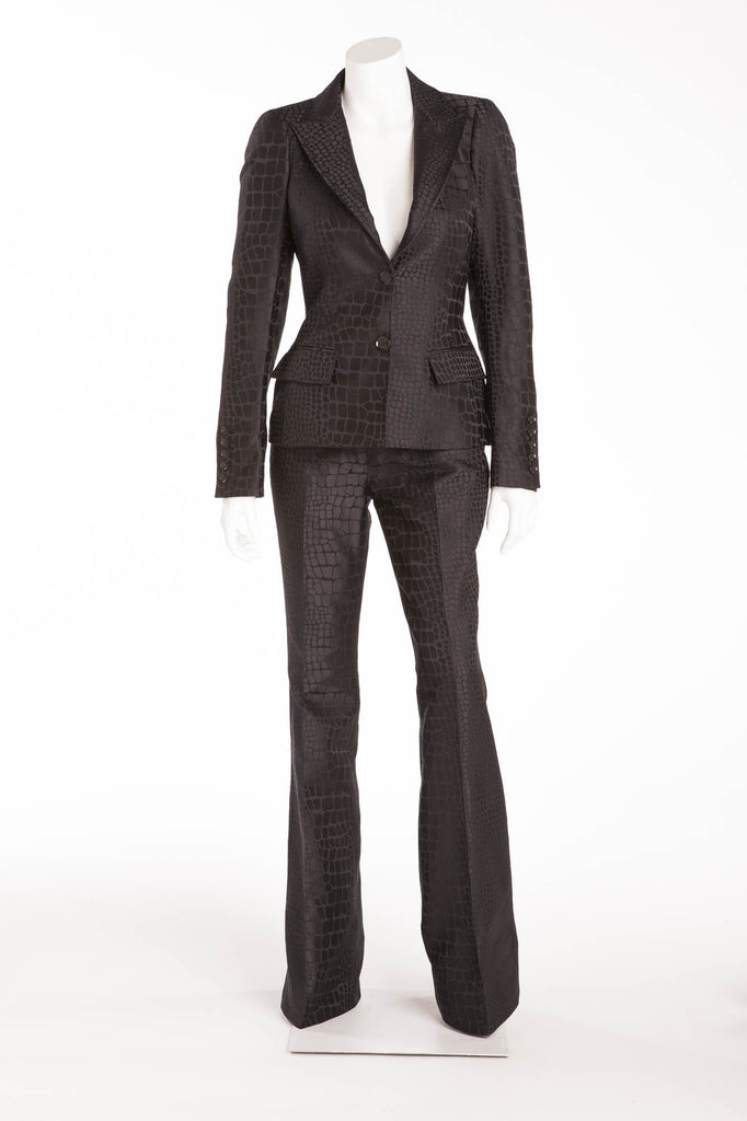 Black Silk Capri Pant Suit for Party WJ85026