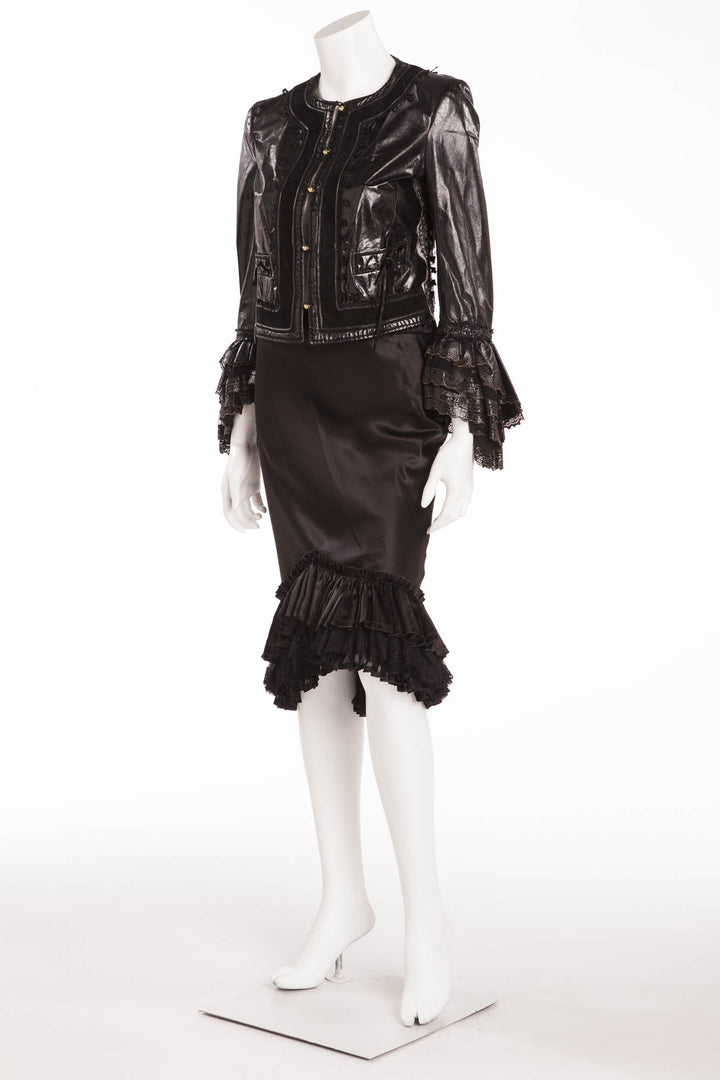 Roberto Cavalli - 2PC Black Lace Jacket and Skirt with