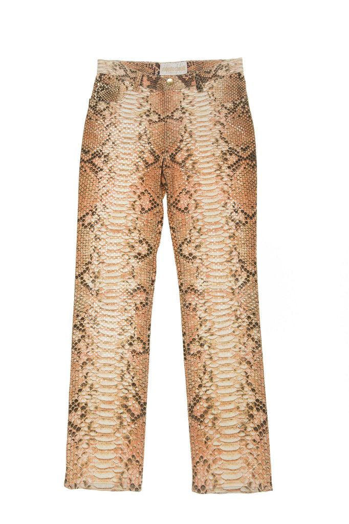 Roberto Cavalli - Vintage Pink Snake Skin Faux Jeans - XS – LUXHAVE