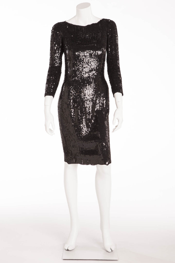 Balmain - New with Tags Black 3/4 Sleeve Sequin Dress