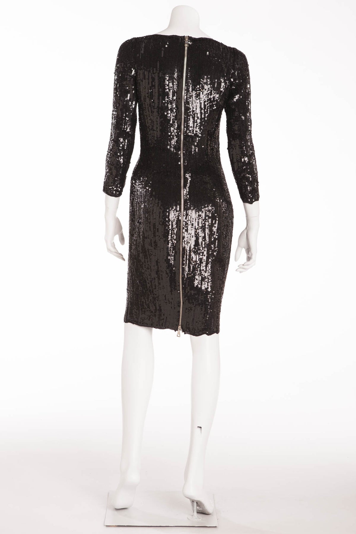 Balmain - New with Tags Black 3/4 Sleeve Sequin Dress - FR 40 LUXHAVE Balmain - New with Tags Black 3/4 Sleeve Sequin Dress - FR 40 LUXHAVE