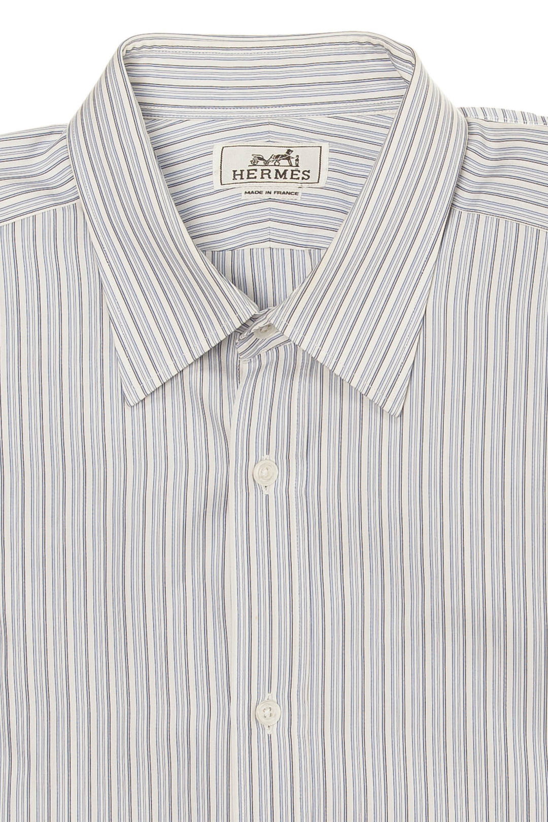 Hermes White Dress Shirt with Blue Stripes IT 43 LUXHAVE