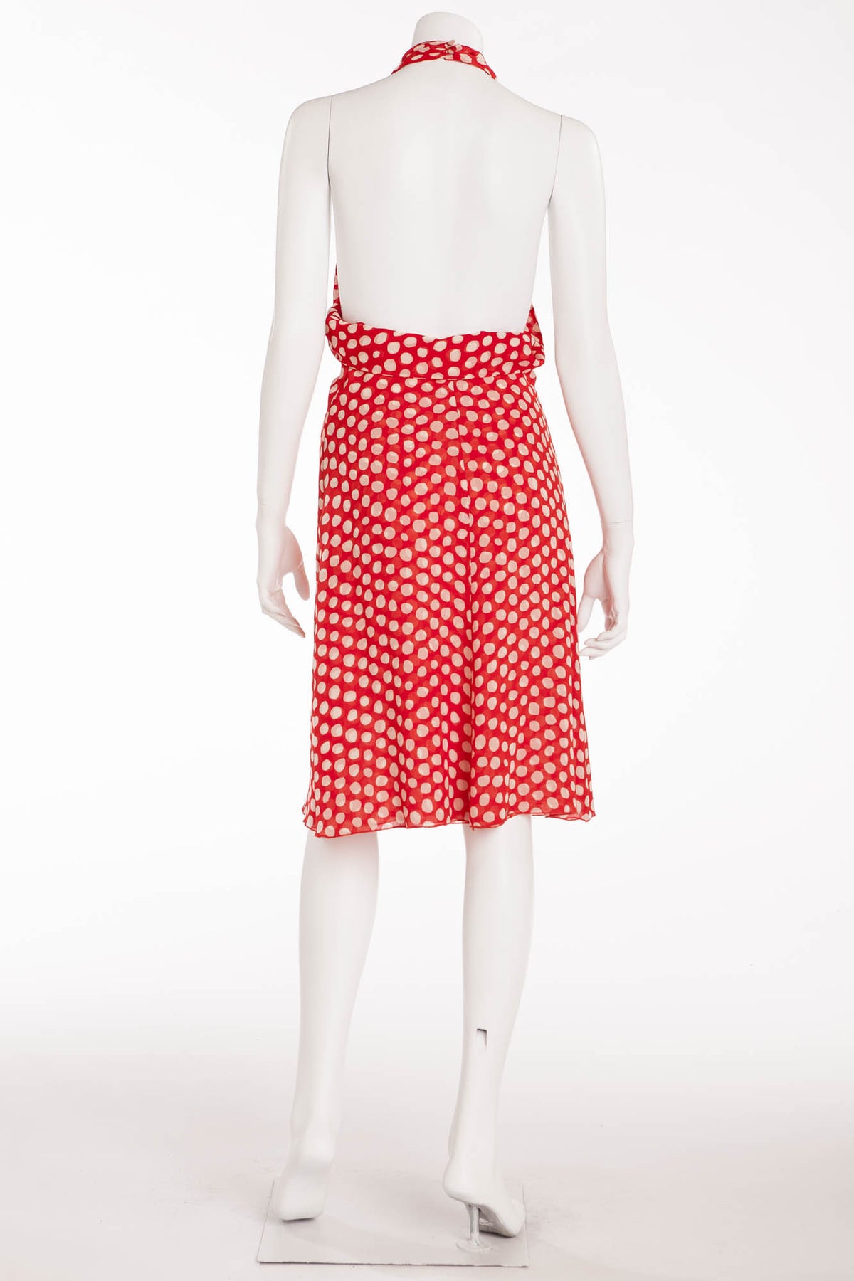 Valentino - Red Halter Dress with White Polka Dots - IT 40 LUXHAVE Valentino - Red Halter Dress with White Polka Dots - IT 40 LUXHAVE