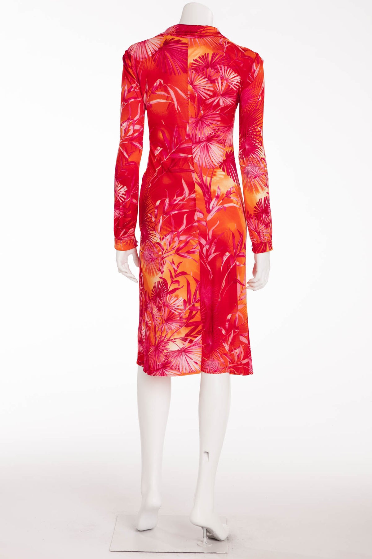 versace exclusive multicolor floral turtleneck long sleeve dress Versace Printed Viscose-Jersey Midi Dress, Female, Multicolor, 44