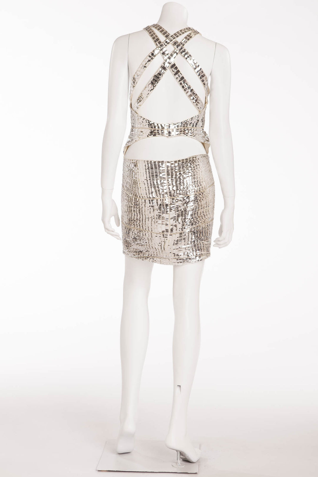 heidi klum silver mini dress Roberto Cavalli - As Seen on Heidi Klum - Silver Metallic Mini Dress