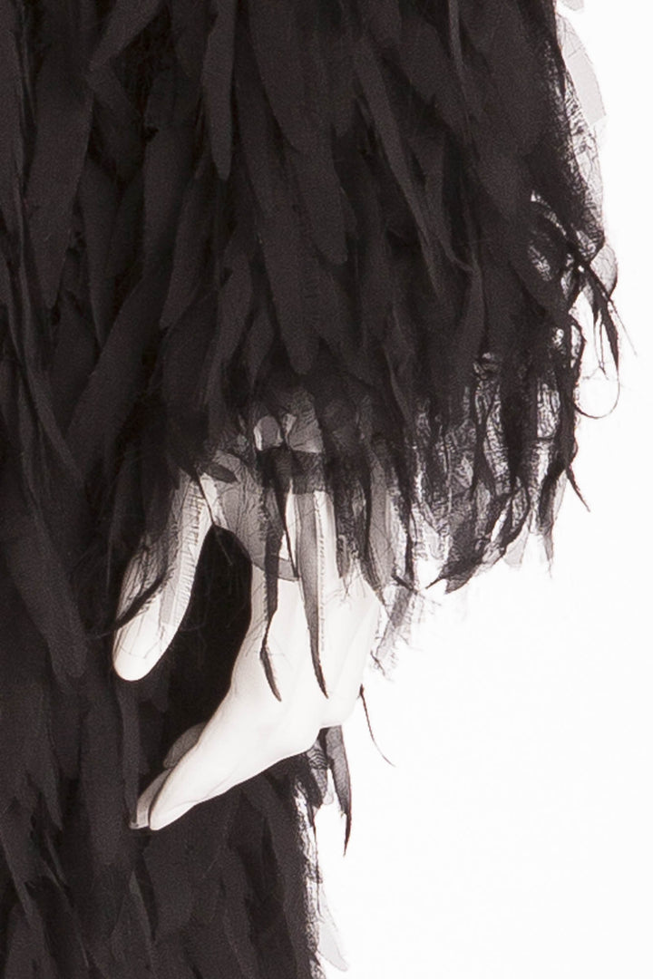 Dolce & Gabbana - Black Silk Feather Design Coat - – LUXHAVE