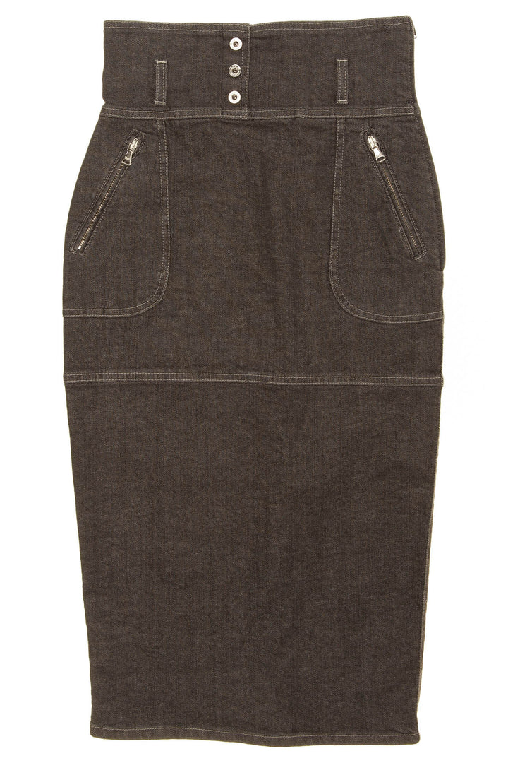 Dark grey denim pencil skirt best sale