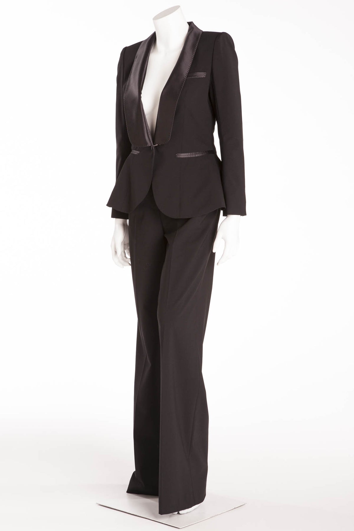 Louis Vuitton - New 2PC Black Blazer & Dress Pants with Satin Trim - FR 38
