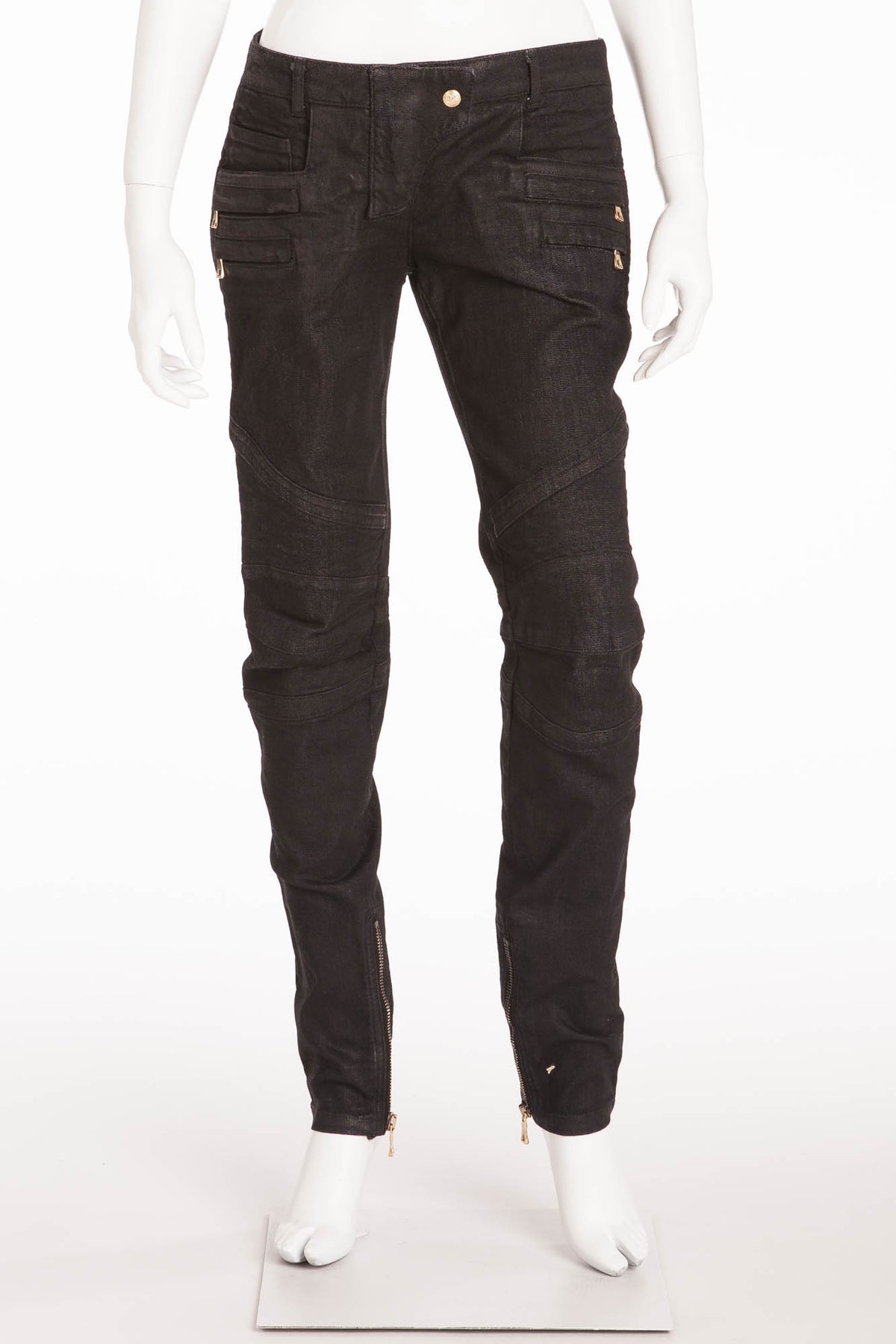 Balmain - Black Skinny Moto Style Jeans - FR