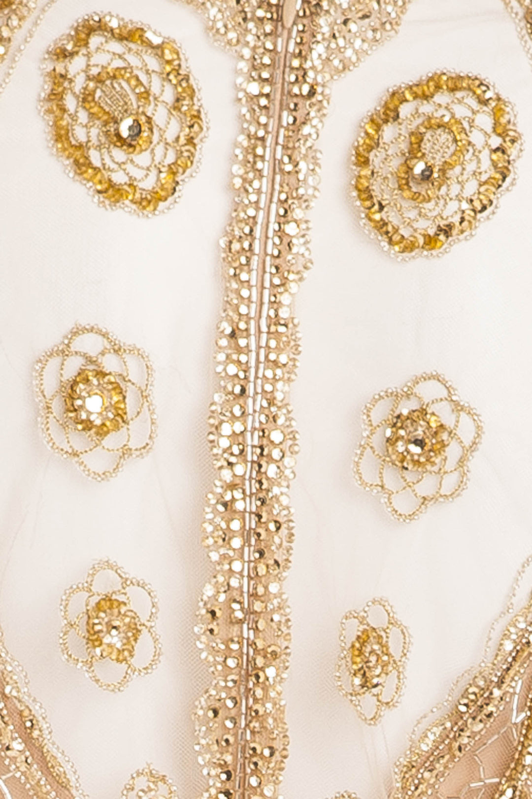 Emilio Pucci - Nude Long Sleeve Gold Beaded Skull Face Dress - IT