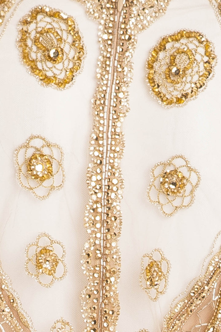 Emilio Pucci - Nude Long Sleeve Gold Beaded Skull Face Dress - IT