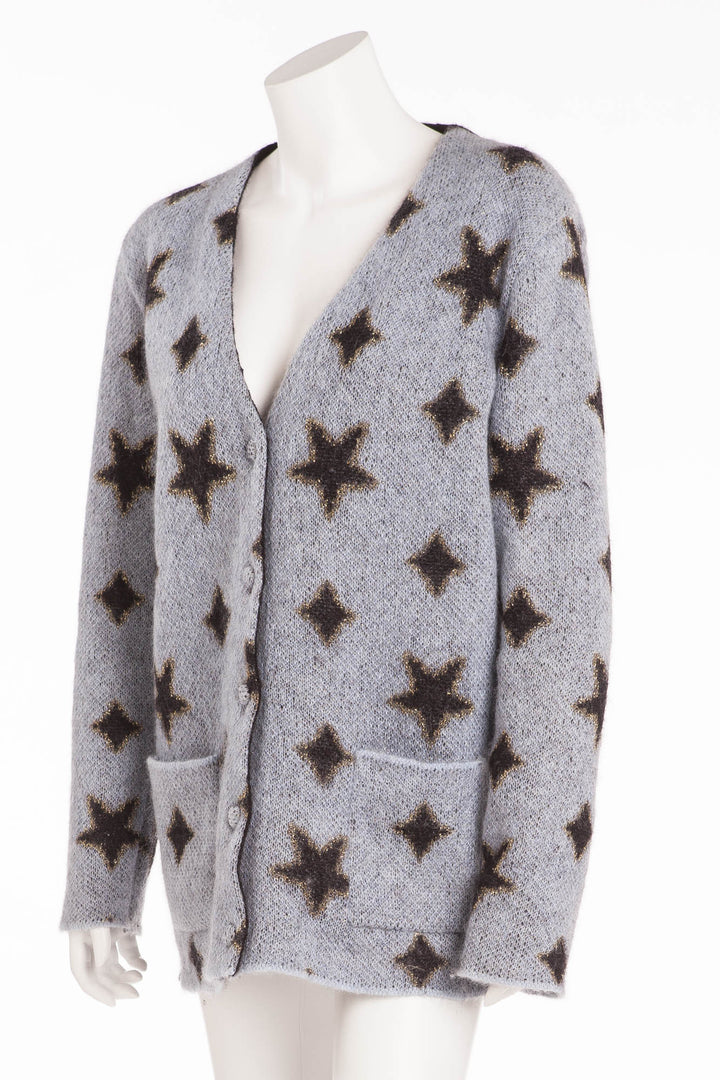 美品 サンローラン パリ 16AW スタッズモヘアニットカーディガン