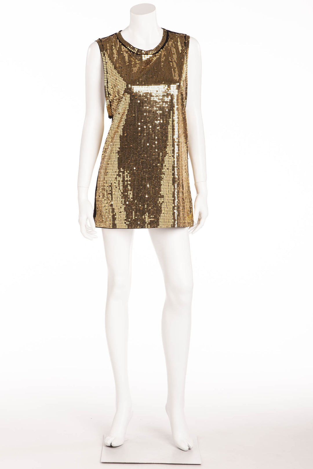 Balmain - Gold Sequin Sleeveless Tank Top