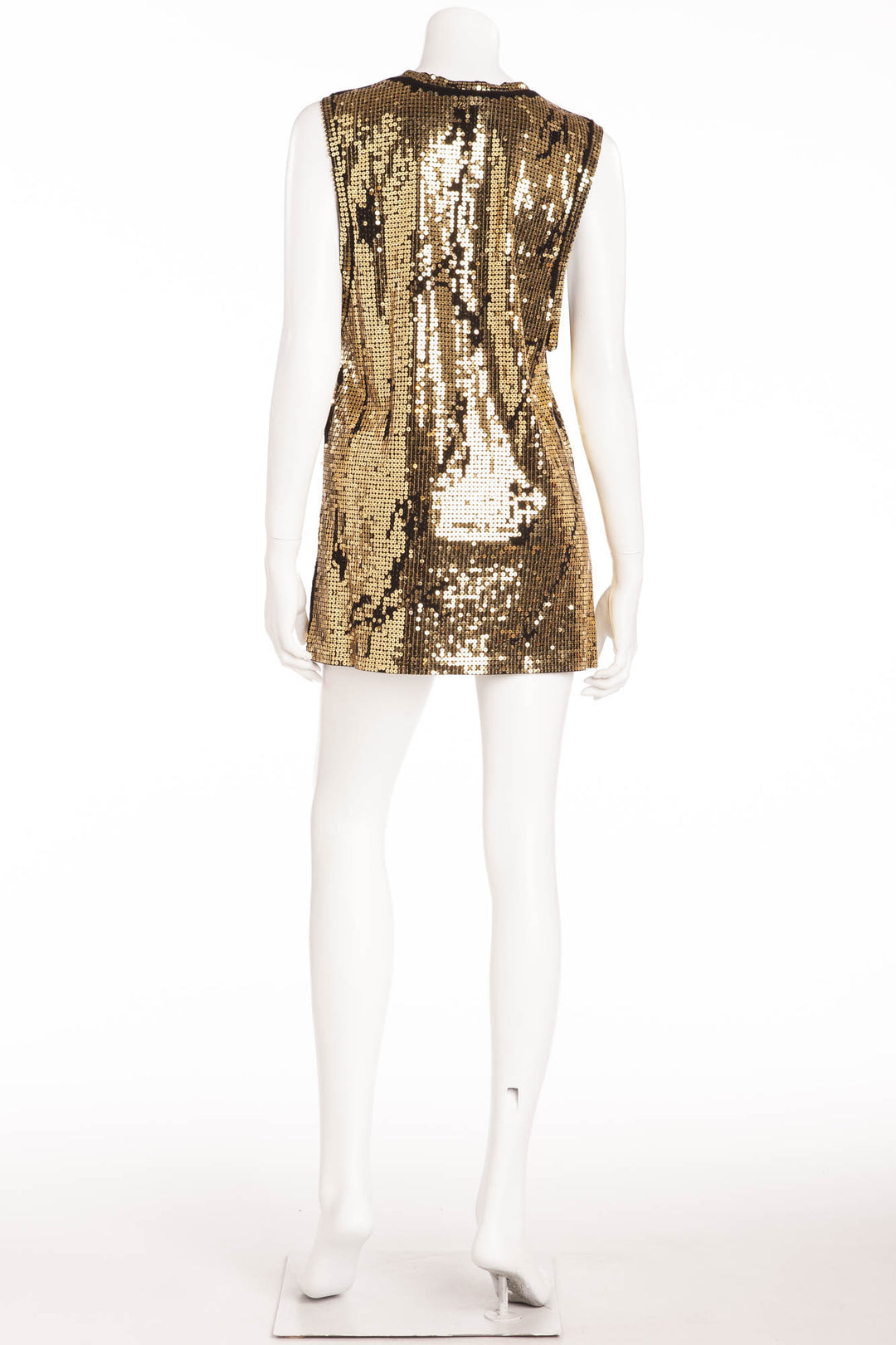 Balmain - Gold Sequin Sleeveless Tank Top