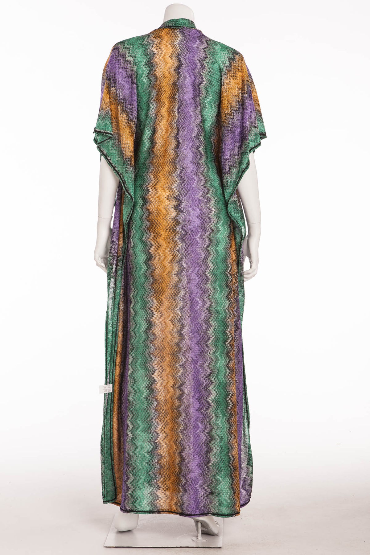 Missoni - Purple, Green, Orange Striped Short Sleeve Dress - LUXHAVE Missoni - Purple, Green, Orange Striped Short Sleeve Dress - LUXHAVE