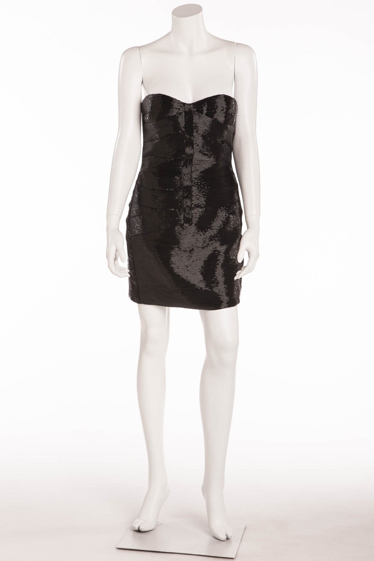 Roberto Cavalli - BN Black Strapless Beaded Mini Dress - IT 42 LUXHAVE Roberto Cavalli - BN Black Strapless Beaded Mini Dress - IT 42 LUXHAVE