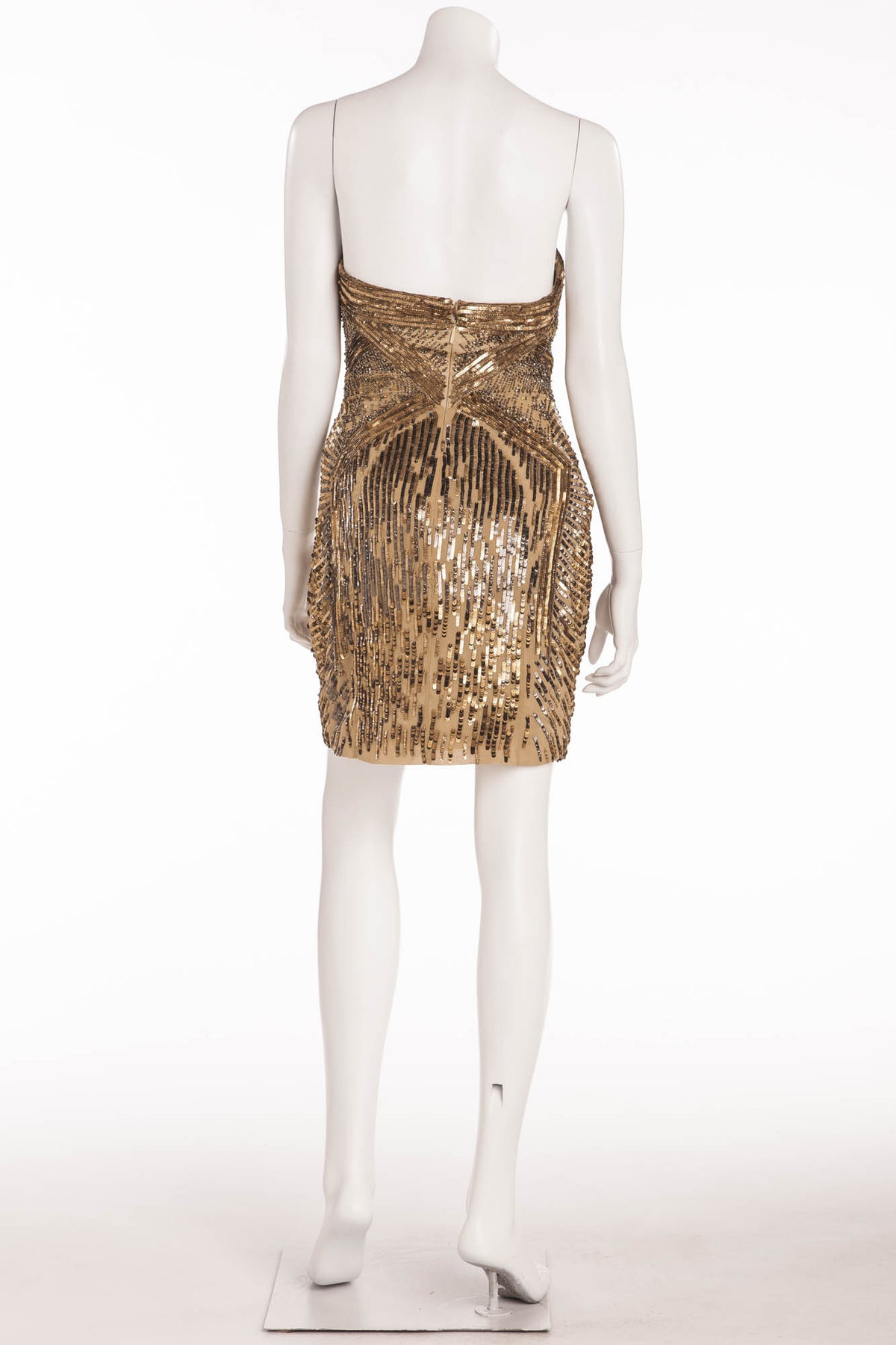 Roberto Cavalli - Gold Strapless Embellished Mini Dress - LUXHAVE Roberto Cavalli - Gold Strapless Embellished Mini Dress - LUXHAVE