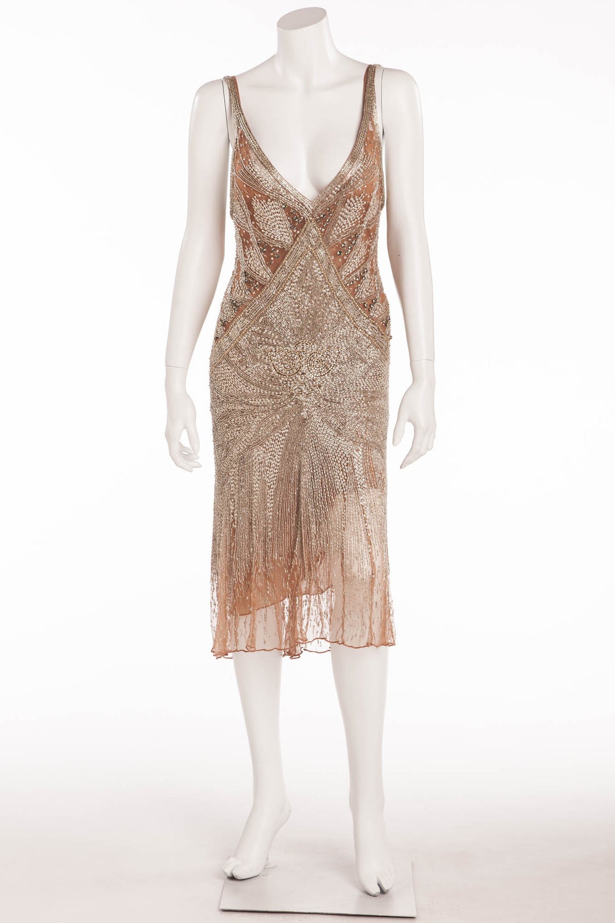 Roberto Cavalli - Brand New Beaded Tank Dress with Mauve Underlay - IT LUXHAVE Roberto Cavalli - Brand New Beaded Tank Dress with Mauve Underlay - IT LUXHAVE