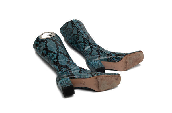 Iconic Tom Ford for Gucci - Python Blue Boots - IT 7 1/2 – LUXHAVE