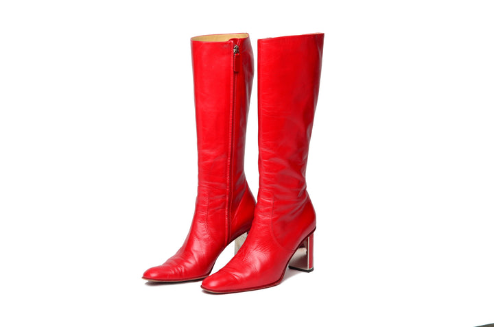 Valentino - Red Knee High Boots - IT 38 1/2 – LUXHAVE