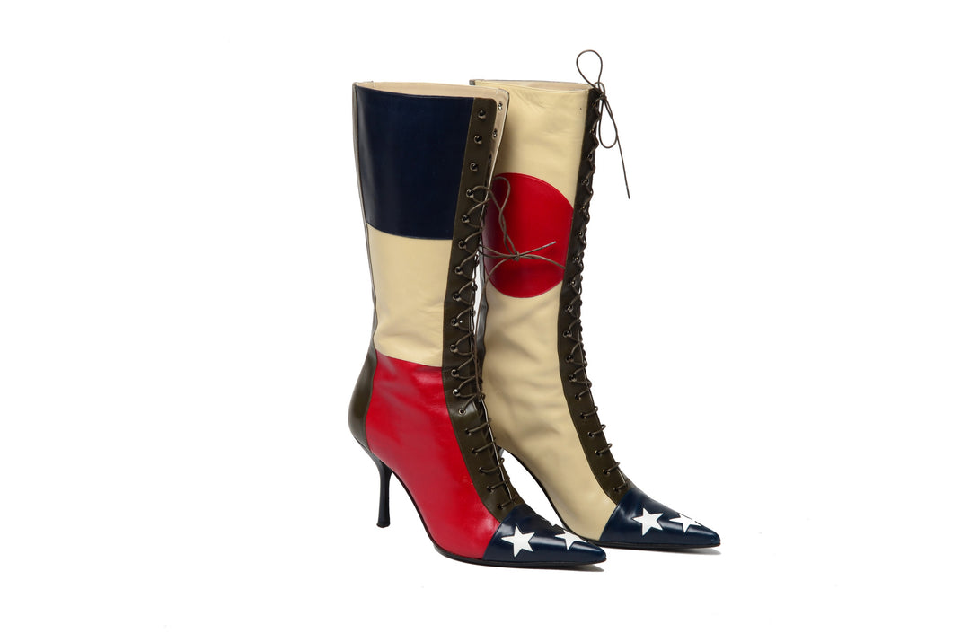 【関税&送料込】Moschino Lace-Up Boot MOSCHINO Logo Synthetic Patent Leather Combat Lace Up Boot