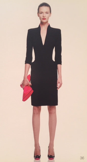 Original Alexander McQueen Black 3/4 Sleeve V Neck Dress with