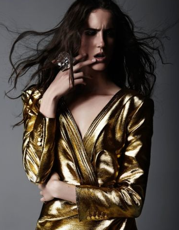 gold lame mini dress Saint Laurent