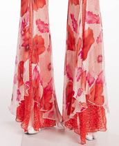Blumarine - 2PC Red Leopard Halter & Flower Chiffon Pants