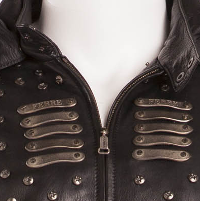 Gianfranco Ferre - Black Leather Screw Embellishment Zip Up Jacket Gianfranco Ferre - Black Leather Screw Embellishment Zip Up Jacket