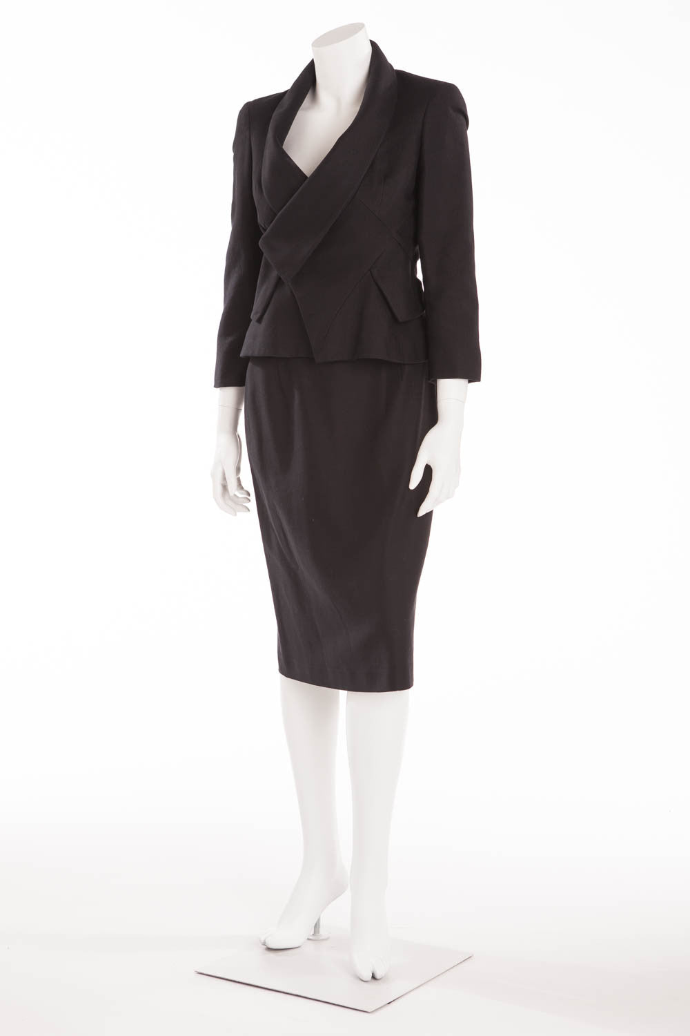 Original Alexander McQueen - 2PC Black Blazer & Skirt Suit