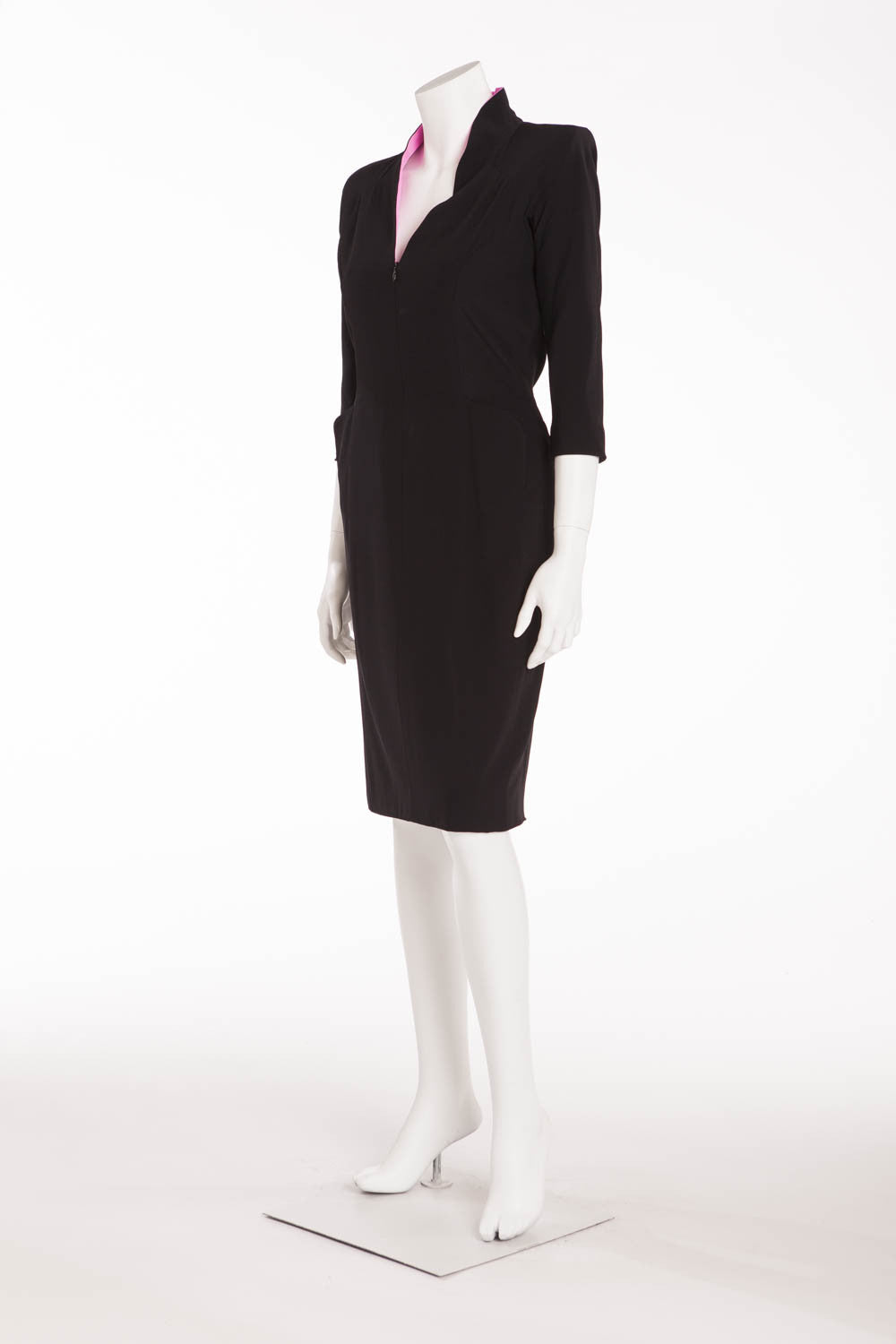 Original Alexander McQueen - Black 3/4 Sleeve V Neck Dress