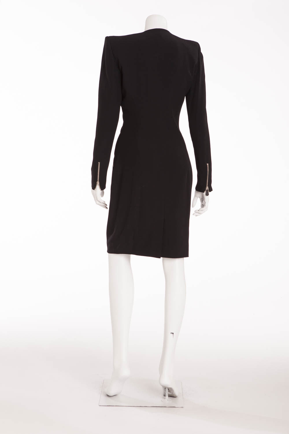 Original Alexander McQueen - Black Long Sleeved Zipper Dress - IT 40 LUXHAVE Original Alexander McQueen - Black Long Sleeved Zipper Dress - IT 40 LUXHAVE
