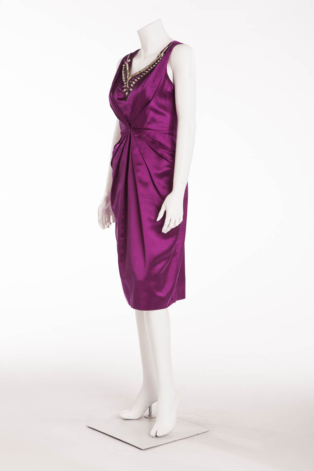 fitted lace wedding dress Blumarine - Purple Silk Dress With Necklace