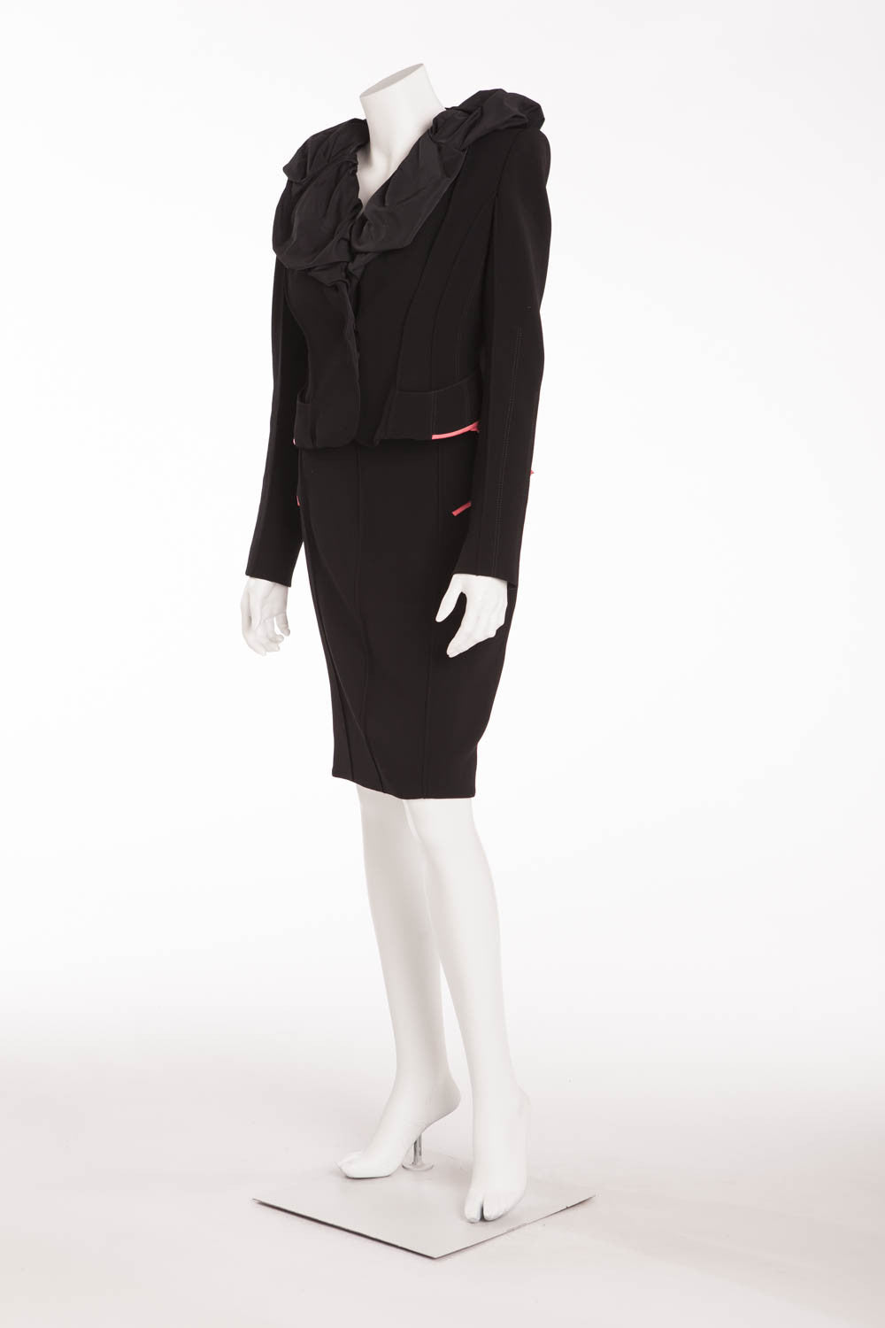 Louis Vuitton - Iconic 2PC Black Blazer and Skirt Suit with Pink Trim –  LUXHAVE