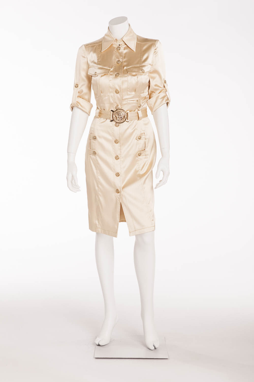 Versace - Editorial, As Seen on Madonna - Gold Button Down 3/4 Sleeve LUXHAVE Versace - Editorial, As Seen on Madonna - Gold Button Down 3/4 Sleeve LUXHAVE