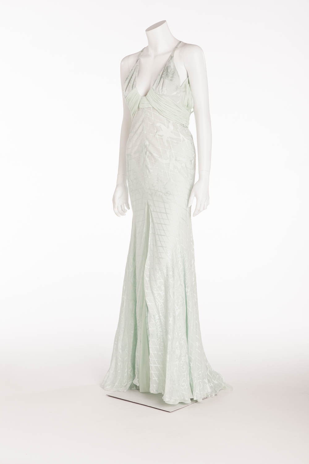 Versace - Mint Color Dress with Gold Embellishments