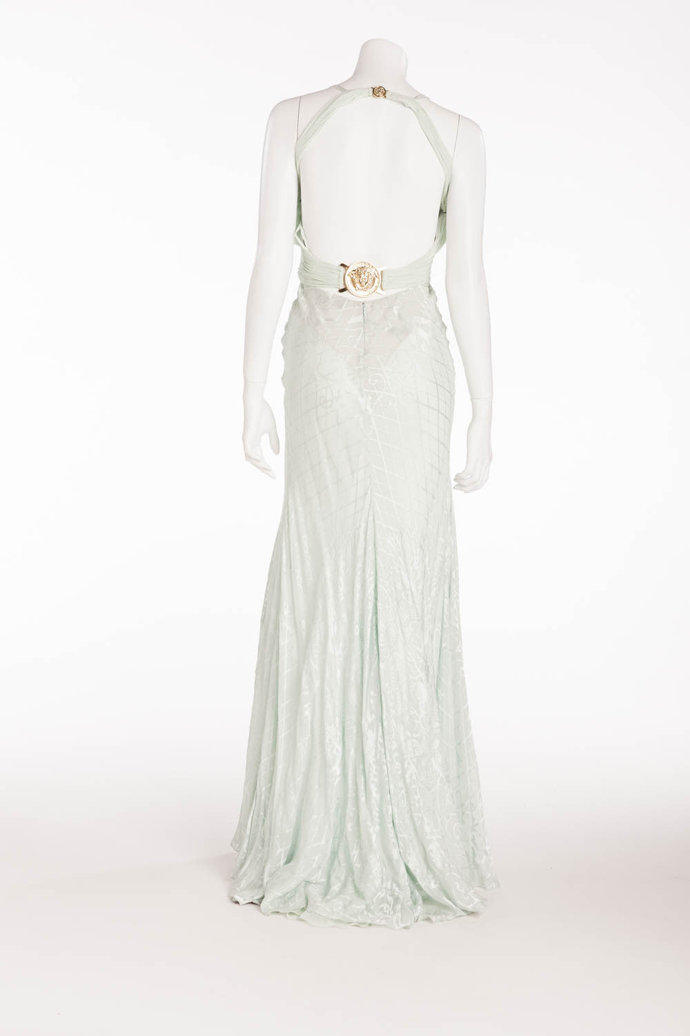 Versace - Mint Color Dress with Gold Embellishments - IT 40 LUXHAVE Versace - Mint Color Dress with Gold Embellishments - IT 40 LUXHAVE